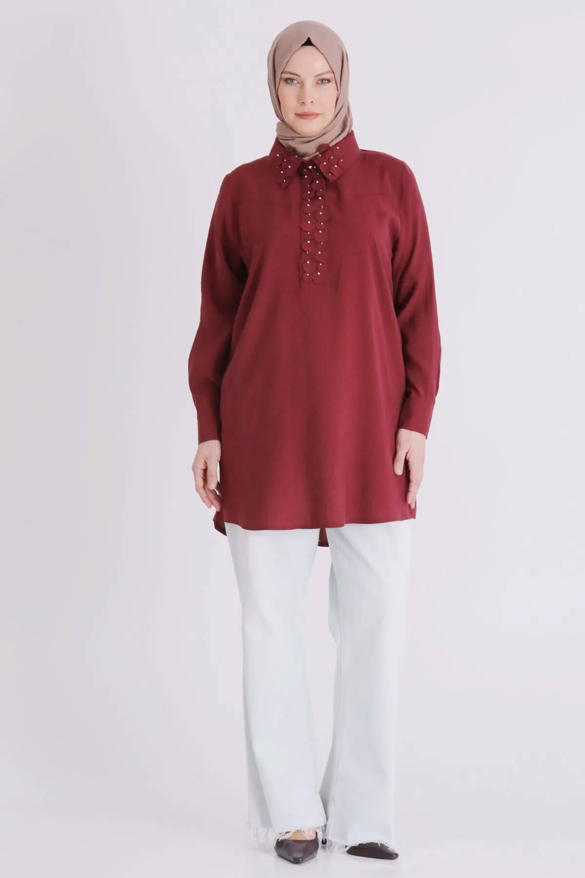Büyük Beden tunik bordo - Bordo / XL
