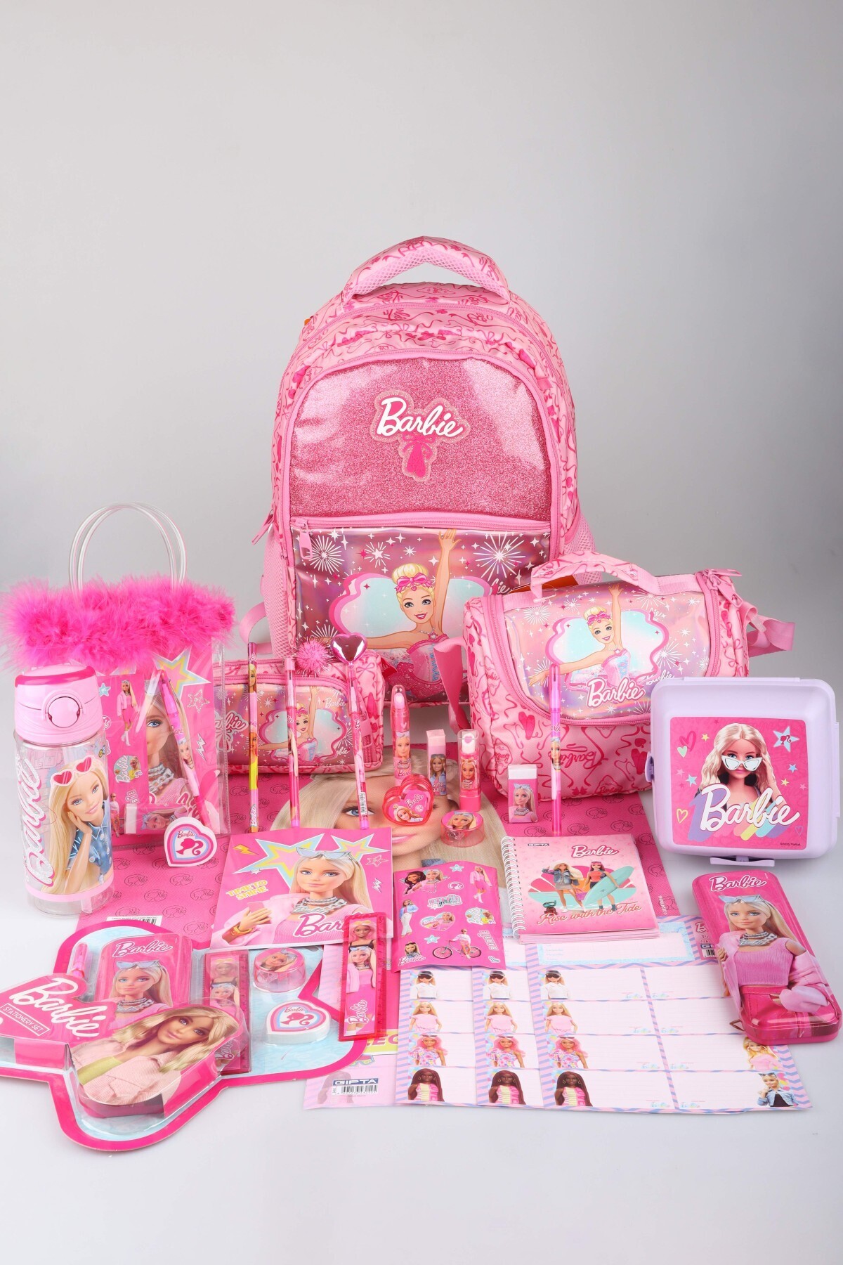 Barbie X Dekomus Licensed Ballerina Magic Collection Premium Full Stationery Set School, Thermos Flask Included