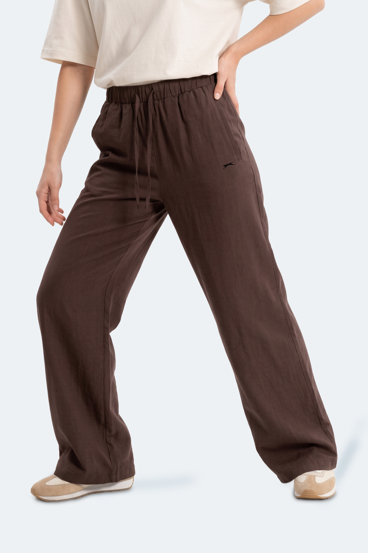Slazenger SUNFLOWER Kadın Bol Paça Kahve Eşofman Altı görsel 7