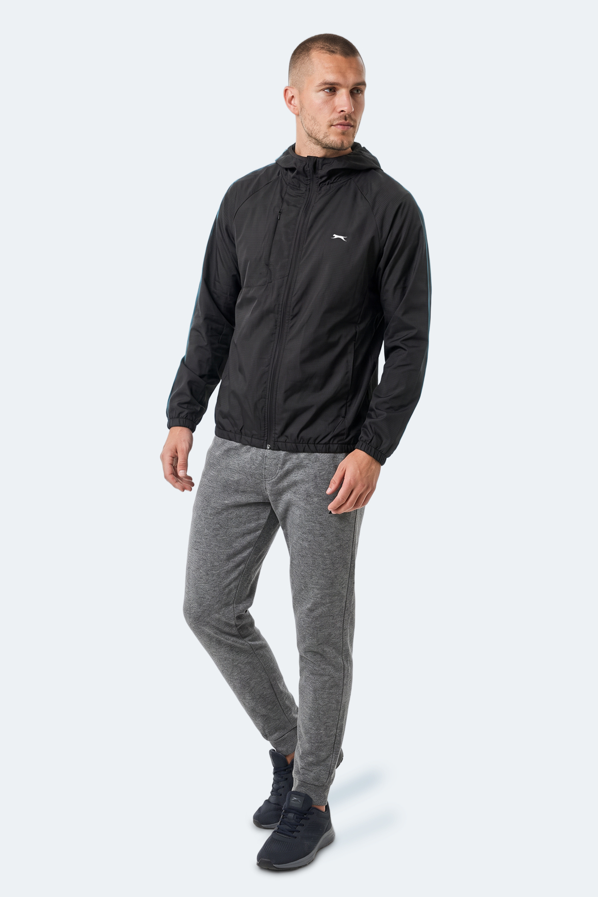 Slazenger REPHAR Erkek Kapüşonlu Fermuarlı Siyah Yağmurluk görsel 8