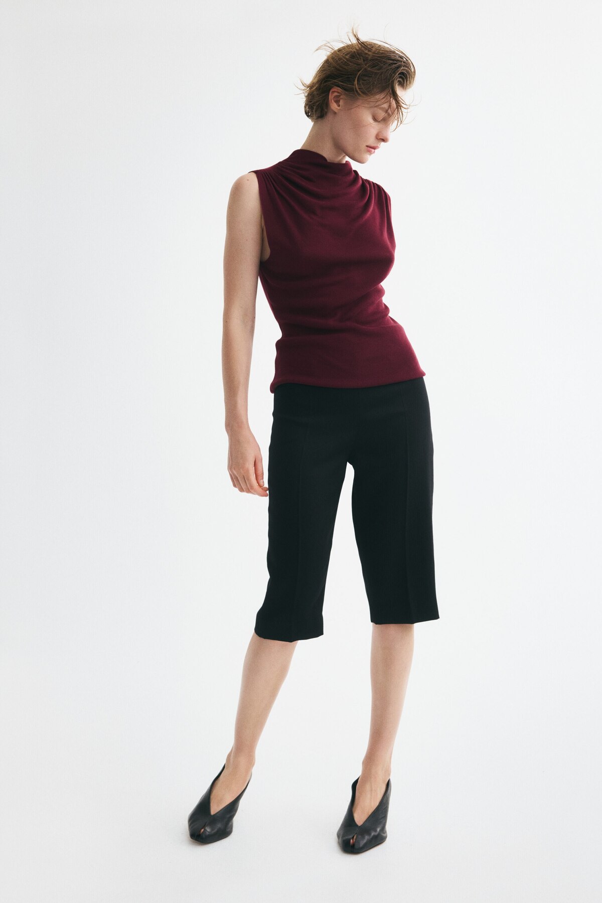 H&M Drapeli Triko Üst görsel 3