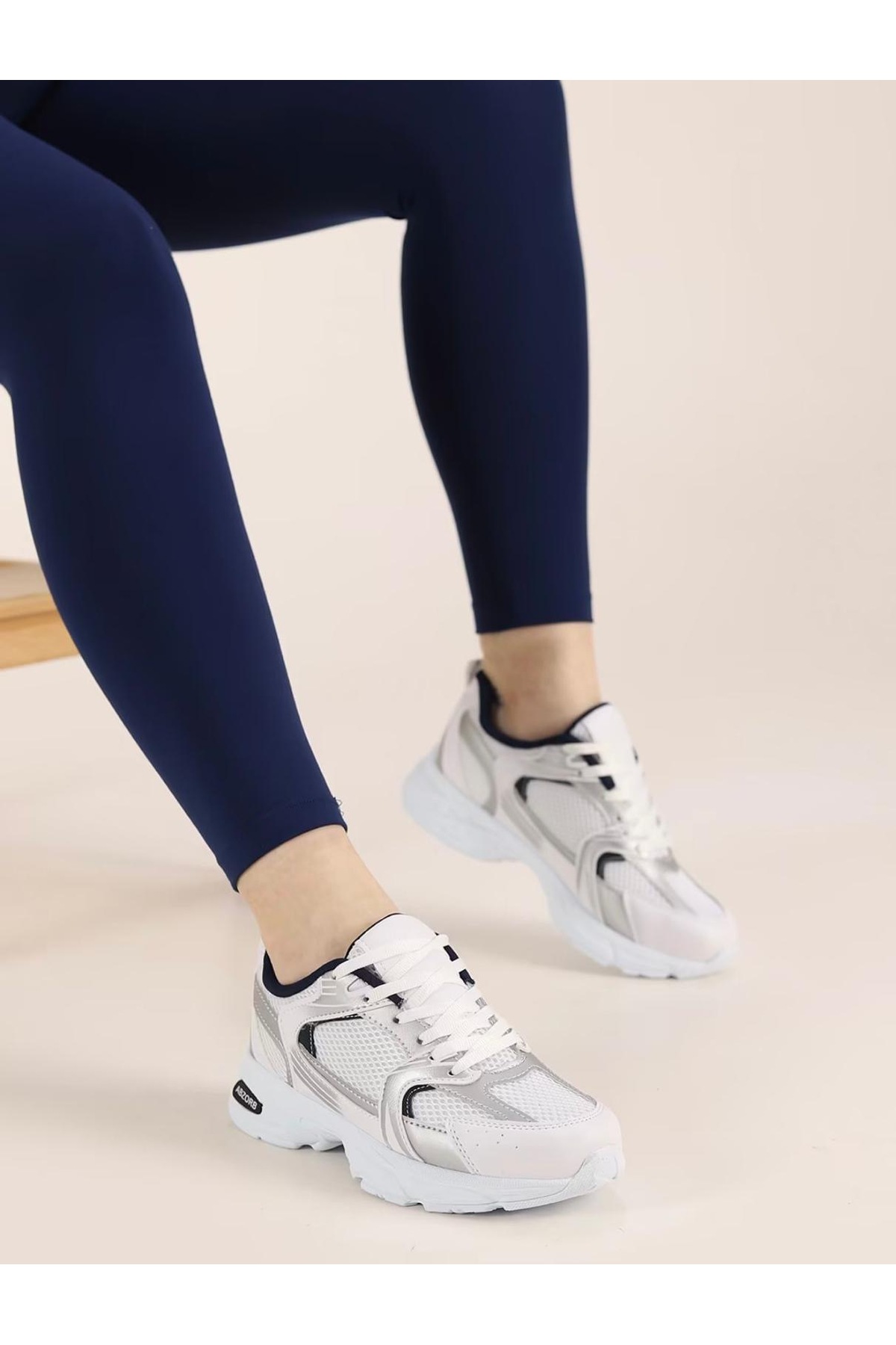 pilla spor Beyaz Lacivert Kadın Sneaker Günlük Spor Ayakkabı görsel 2