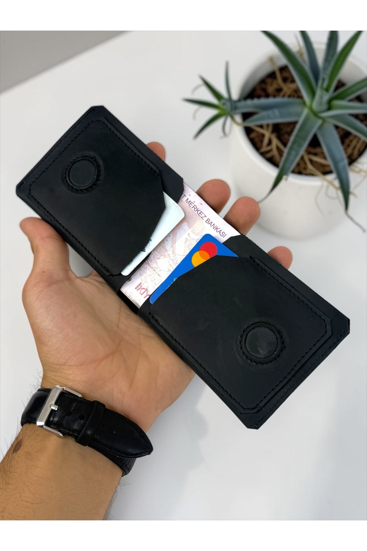 BeeBlack %100 Hakiki Deri CLARK Model Erkek Cüzdan - Mıknatıslı Şık Minimalist Cüzdan görsel 5