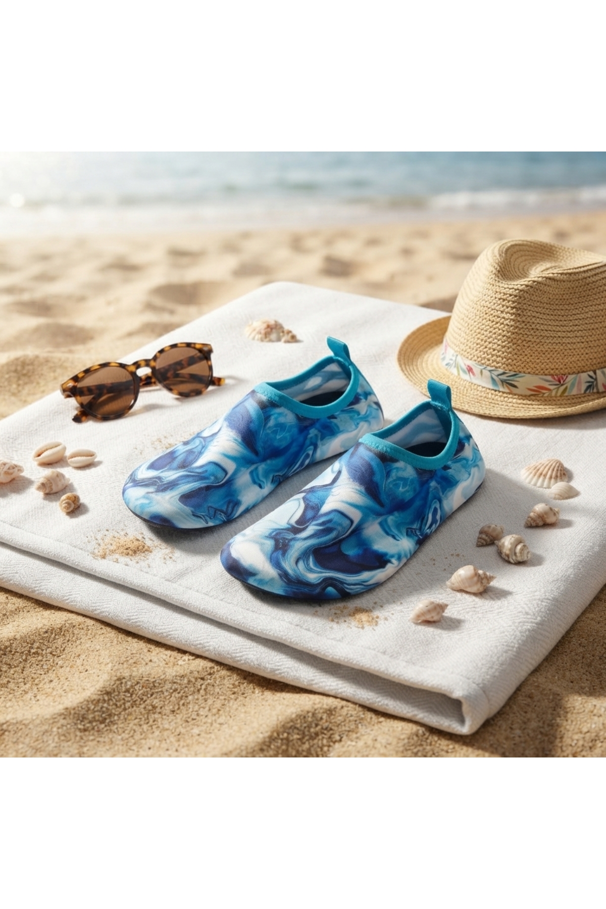 LAL's Deniz ve Havuz Ayakkabısı Kaydırmaz Aqua Shoes Hızlı Kuruyan Plaj Su Ayakkabısı Desenli