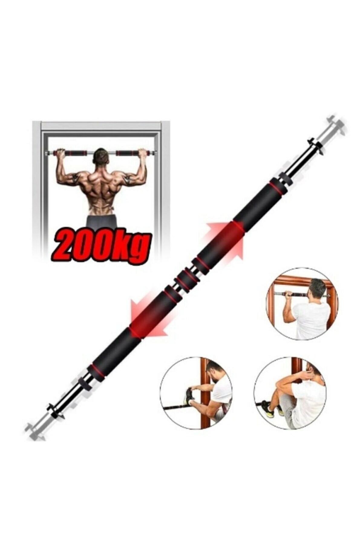 Jetcom Uzun Süngerli Barfix Demiri Barfiks Çubuğu Koridor Barfiks Barı 80 - 130 Cm Arası