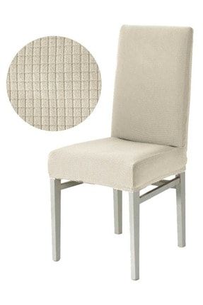 Pitikare Desenli Sandalye Kılıfı Yıkanabilir Standart Örtü Vizon Renk Renk 6 Adet lsk1