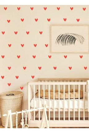 Şirin Kalp Çocuk Odası Duvar Sticker 100 Adet Kırmızı qa4209542630