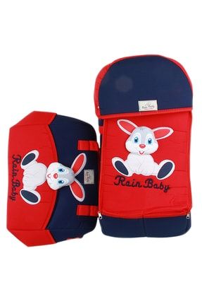 Ikili Mobil Tavşanlı Anne Bebek Bakım Çantası Bebek Taşıma Çantası Seti Kırmızı MG018