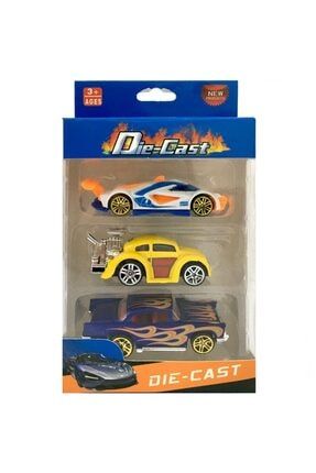 Die Cast Kutulu Oyuncak 3'lü Metal Çek Bırak Yarış Arabaları P12314S7269