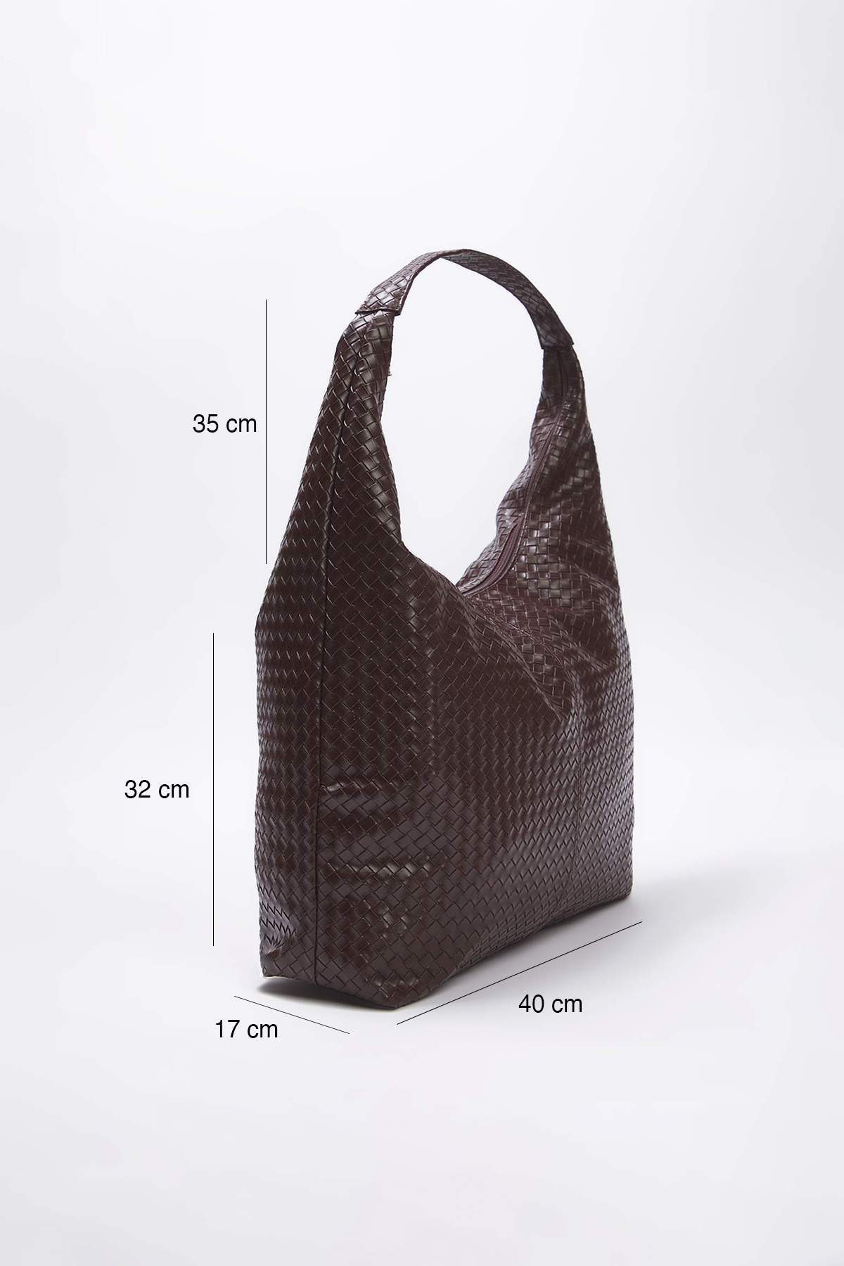 TRENDYOL SHOES Barna kötött mintás nagyméretű maxi női válltáska TAKAW26OC00045
