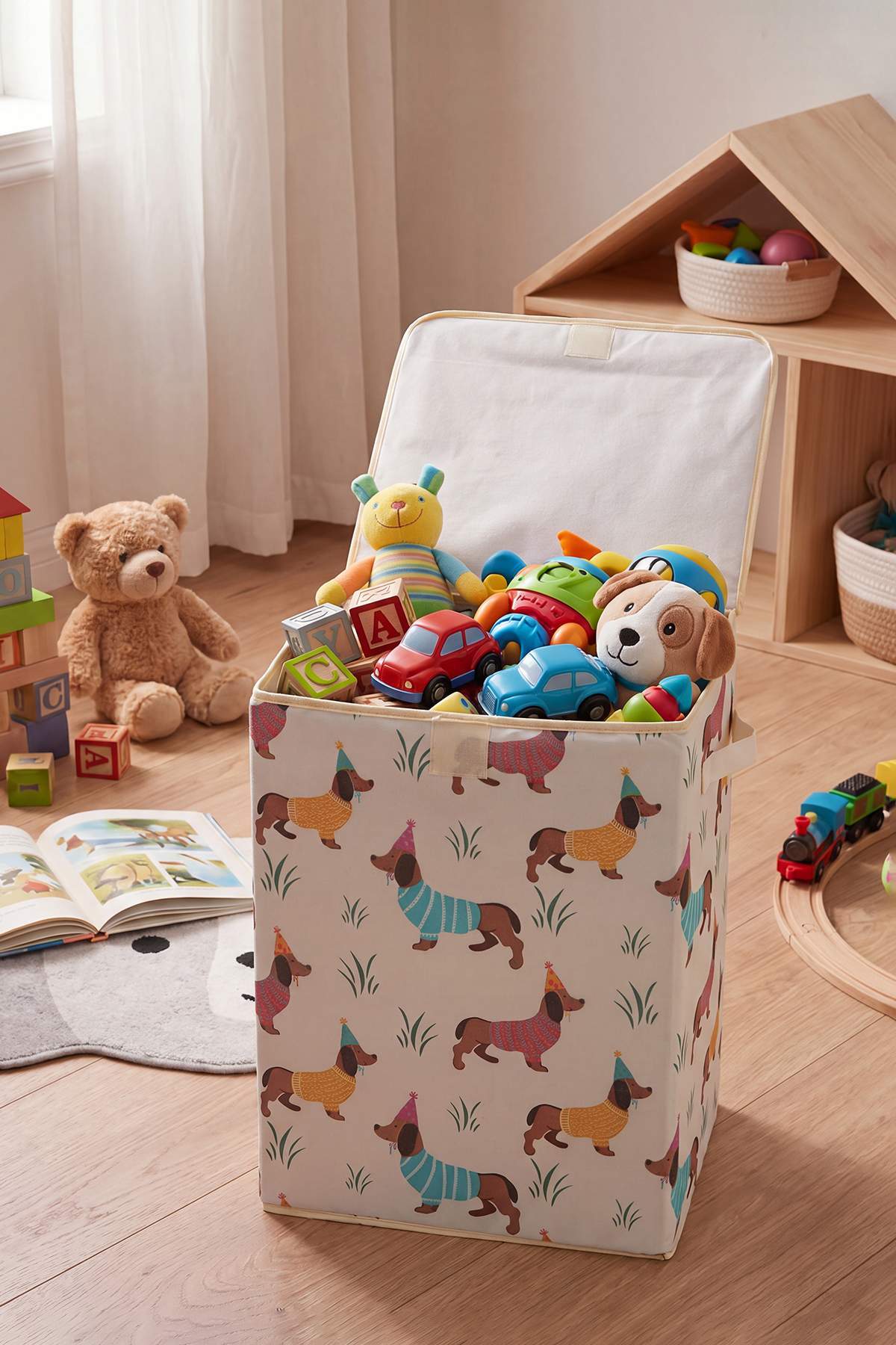 Trendyol Home Sausage Dog Multipurpose with Lid Toy Laundry Storage Box Folding Organizer 30X40X50