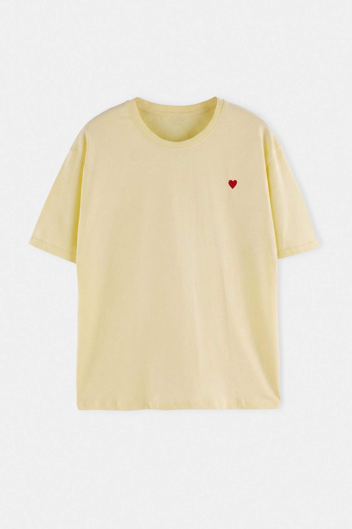 Trendyolmilla Curve Sarı Kısa Kollu Nakışlı Tok %100 Pamuk Örme T-shirt TBBSS26BF00102