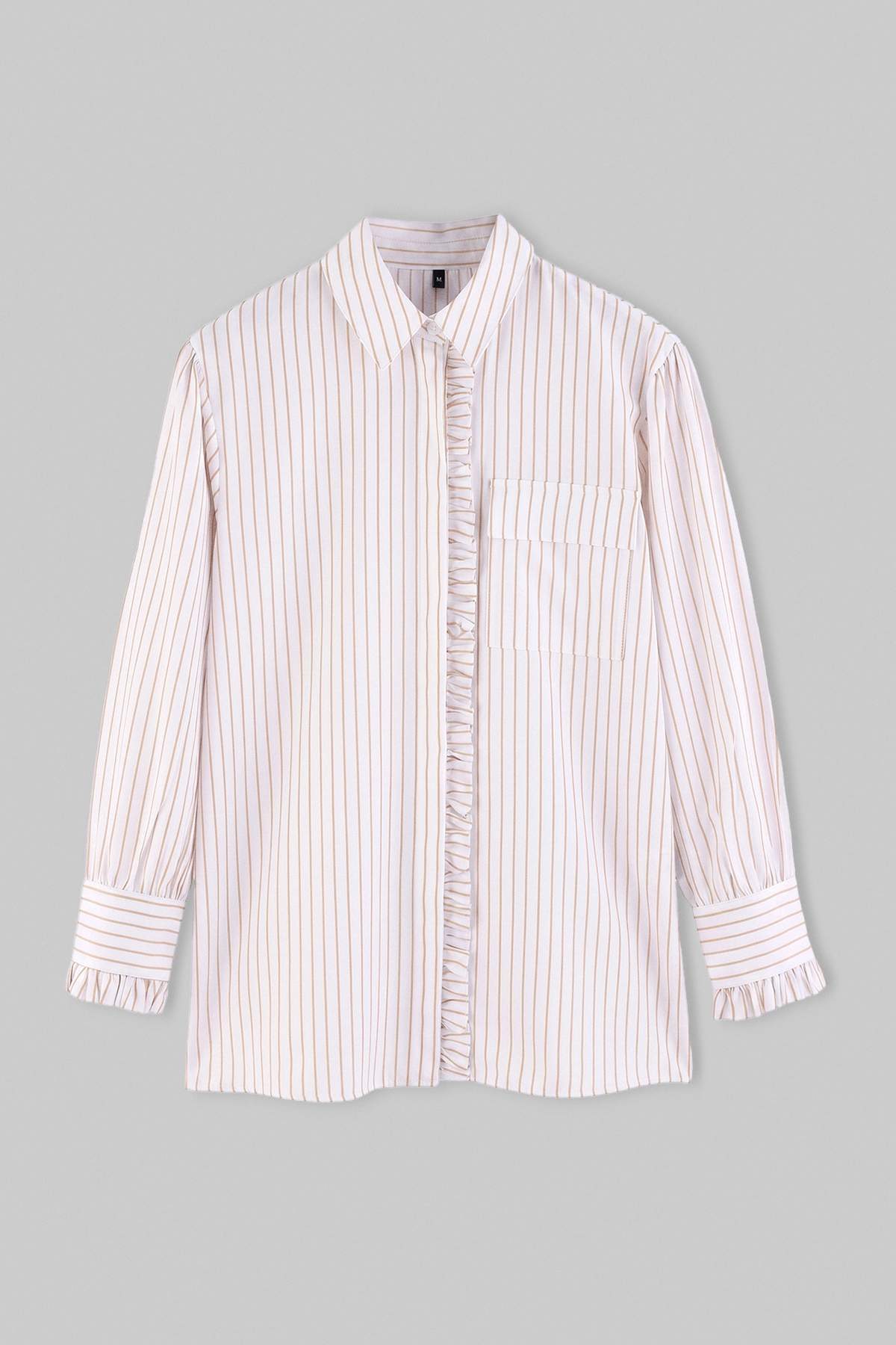 Trendyolmilla Modest Sarı Çizgili Oversize Poplin Çizgili Dokuma Gömlek TCTAW27TG00006