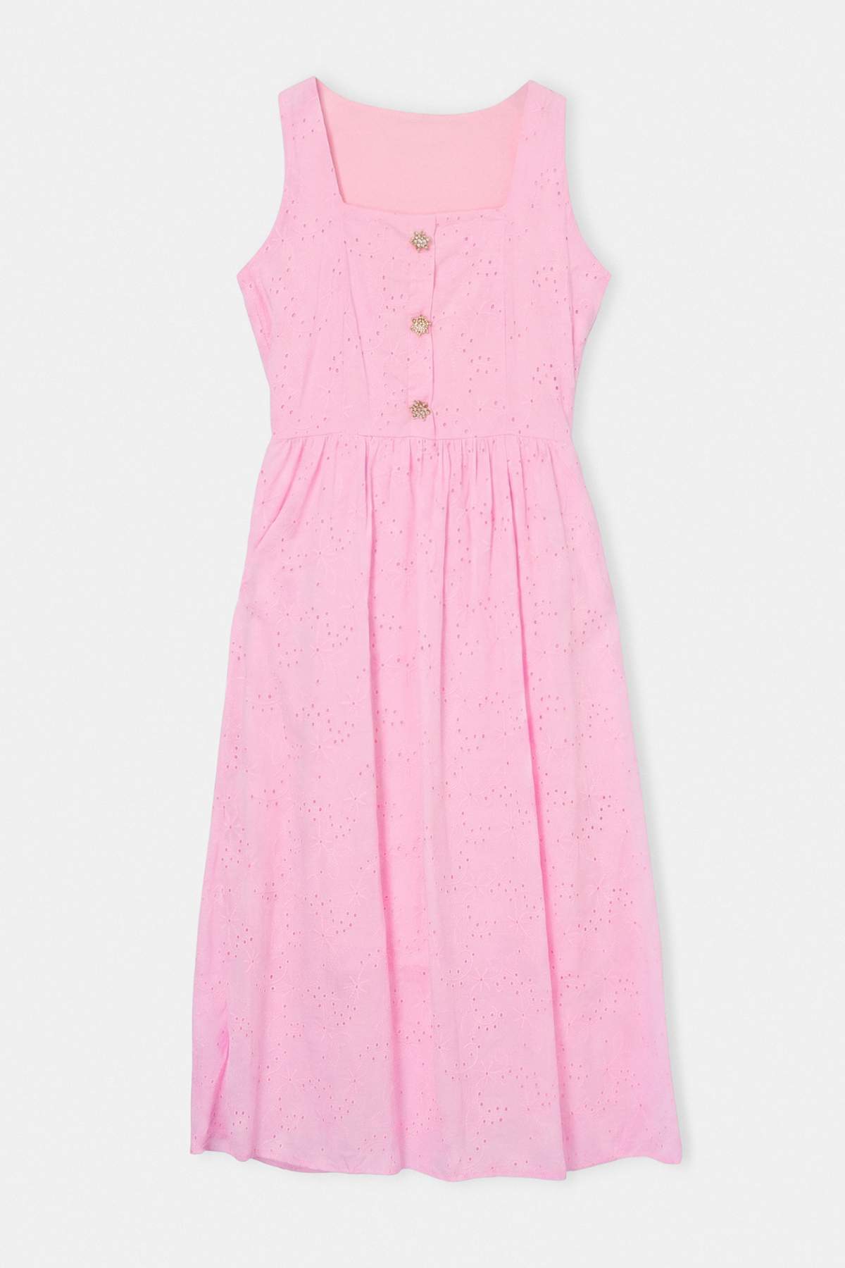 Drop by Trendyolmilla Kare Yaka Kolsuz Brode Elbise