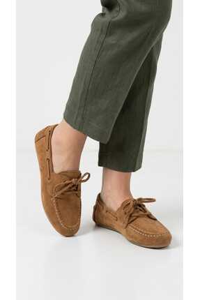 Luvesta Shoes BAĞCIKLI SÜET BABET TABA
