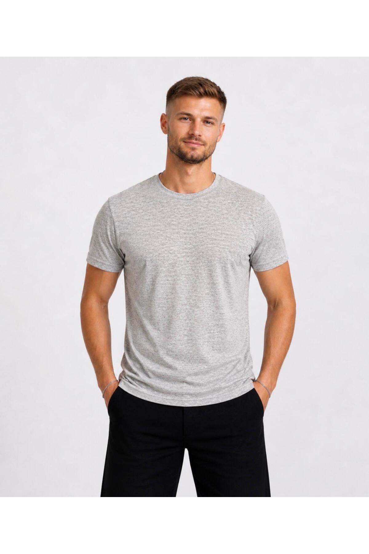 Men's Soil Melange Short Sleeve Cotton T-shirt-d405