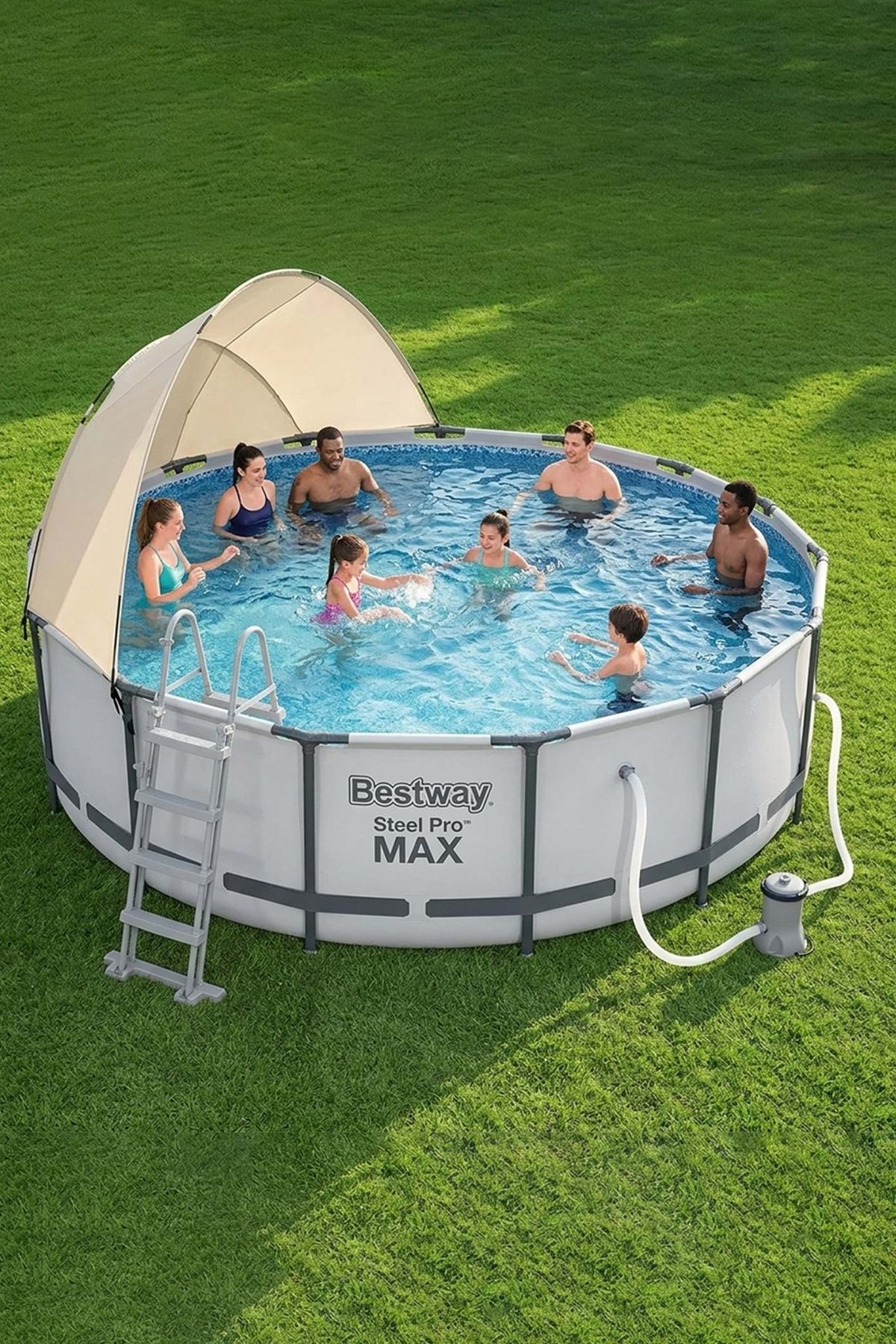 Bestway Steel Pro MAX Gölgelikli Prefabrik Yuvarlak Havuz Seti 427cm x 122cm 5612X BW609