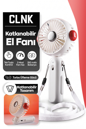 CLNK Katlanabilir Turbo Üflemeli Boyun Askılı Fan 3 Güç Kademesi Dayanıklı Mi...