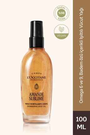 L'Occitane Badem Işıltılı Vücut Bakım Yağı, Altın Rengi Işıltı, Tatlı Badem Y...