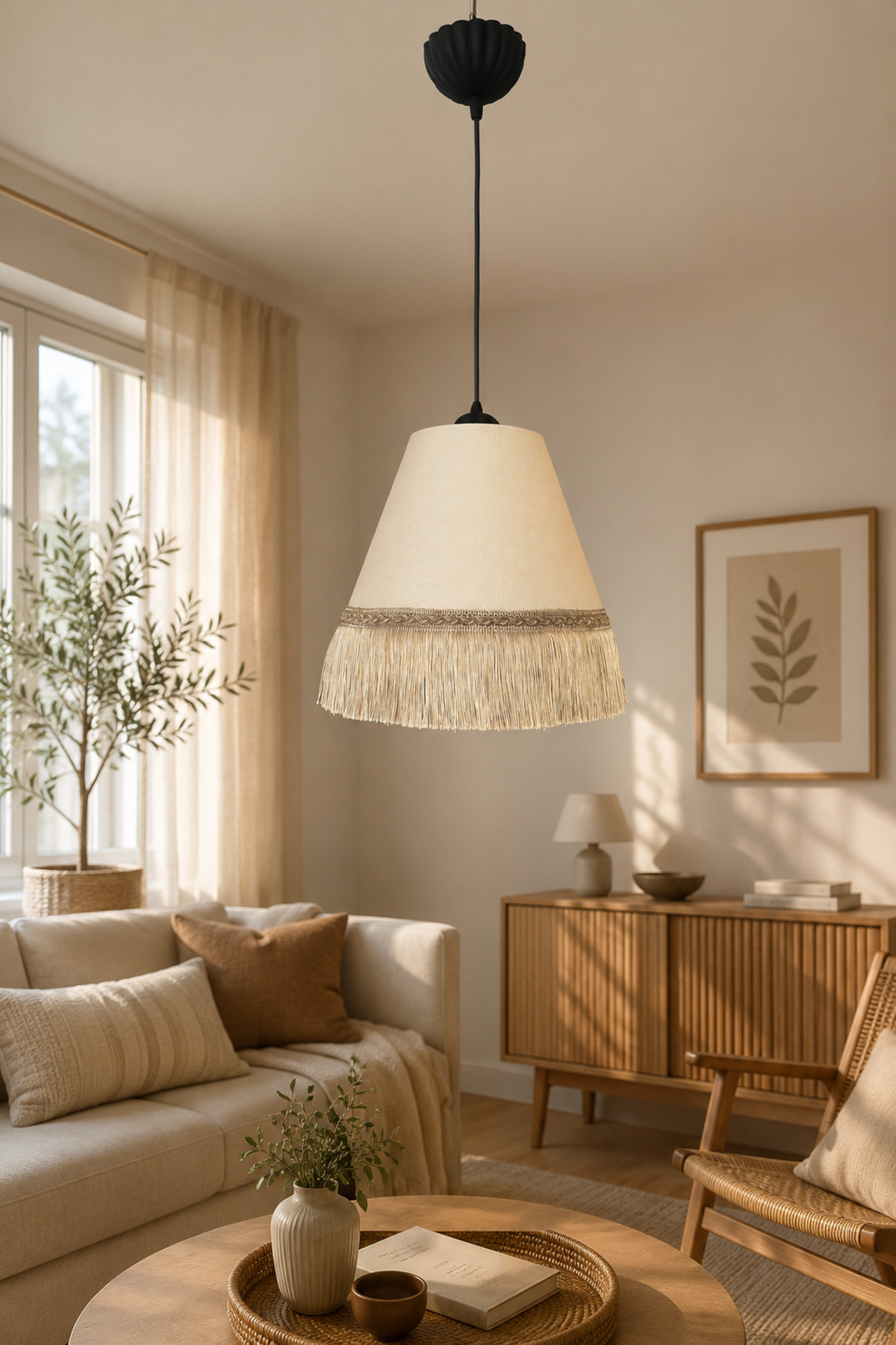 Chise Single Black Lampshade Cream Fringed Chandelier Bohemian Pendant The Most Modern Style Bohemian Pendant