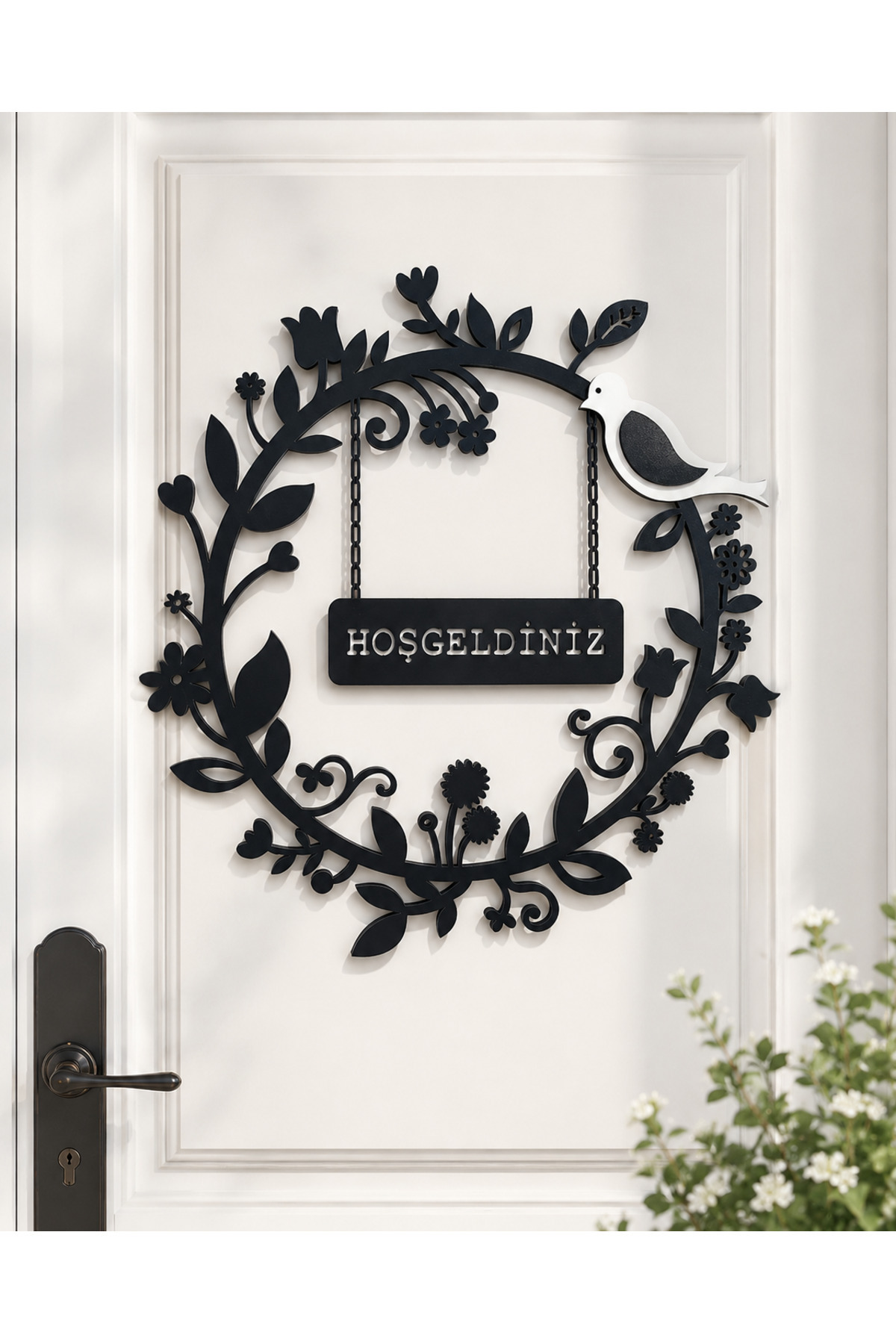 Welcome Written Door Wall Wooden Ornament 30 X 30 Cm