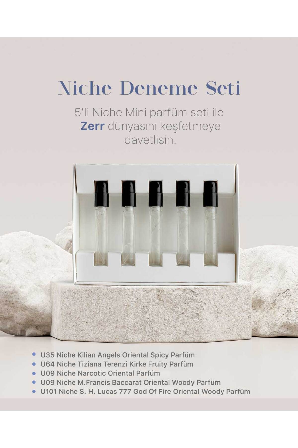 Parfüm 5'li Niche Unisex Parfüm Deneme Seti Kişiselleştirilebilir Kadın Parfümü / Erkek Parfümü — DNM5ENICHE — تصویر 3 از 5