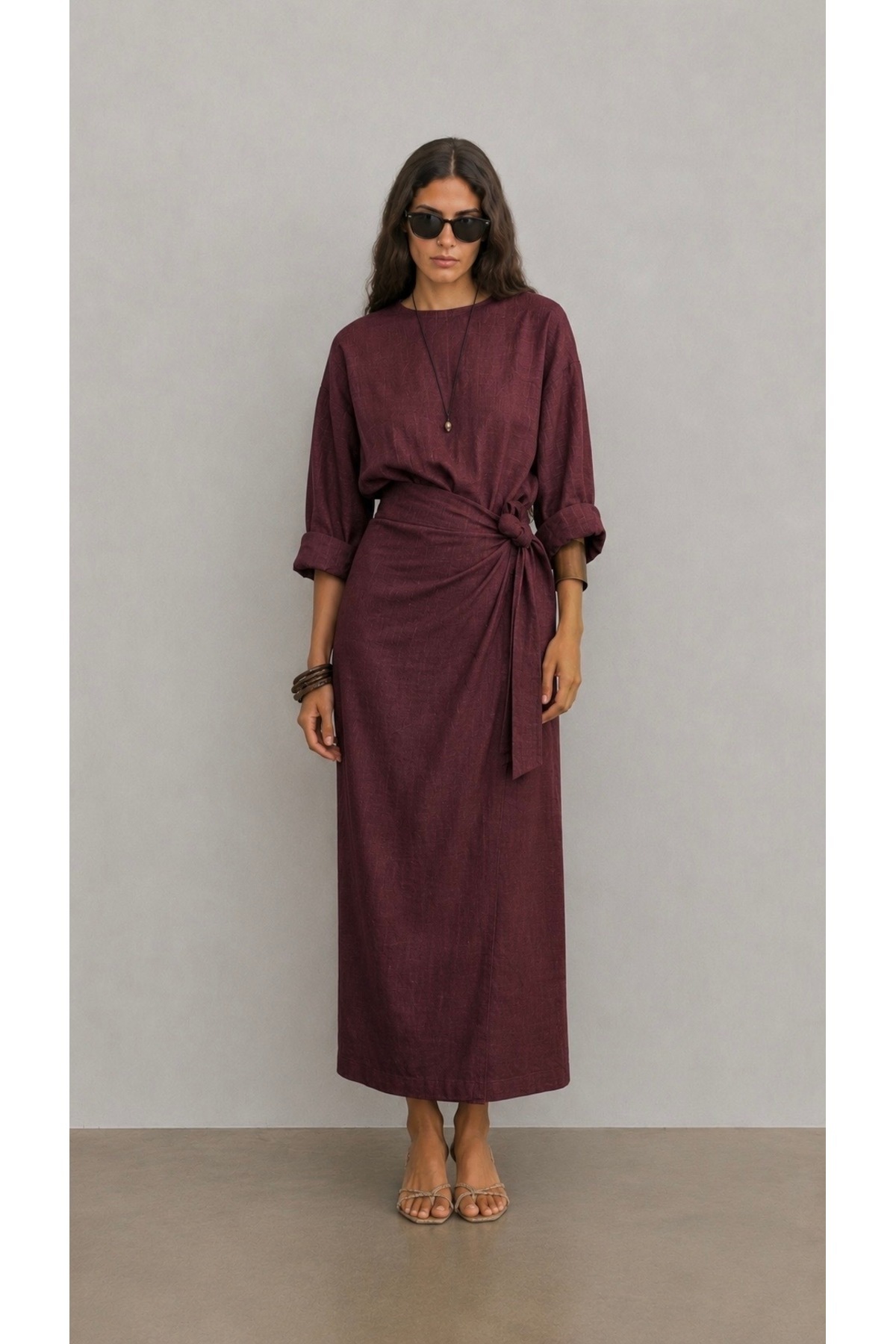 Avakado Side-Tie Top and Bottom 100% Linen Set