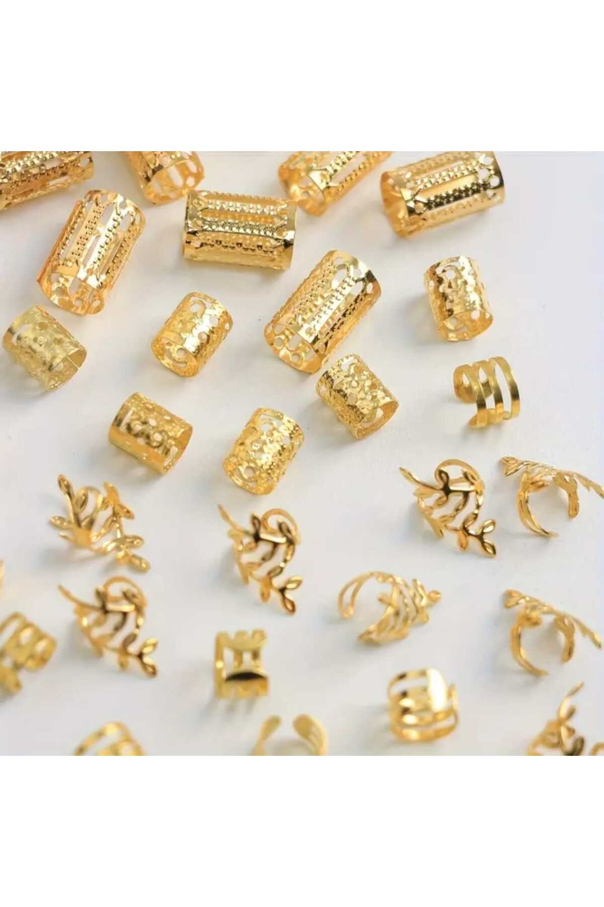 Bacoss Bohem Saç Halkası Saç Küpesi Yapraklı Model Seti 10 Lu Hair Charms ( Bc-1138 ) görsel 3