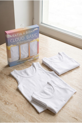 Katia & Bony 3'lü Paket Basic Kutulu Çocuk Atlet Beyaz