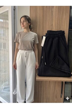 MODA Kadın Geniş Paça Eşofman Altı Yüksek Bel Salaş Rahat Günlük & Spor Pantolon
