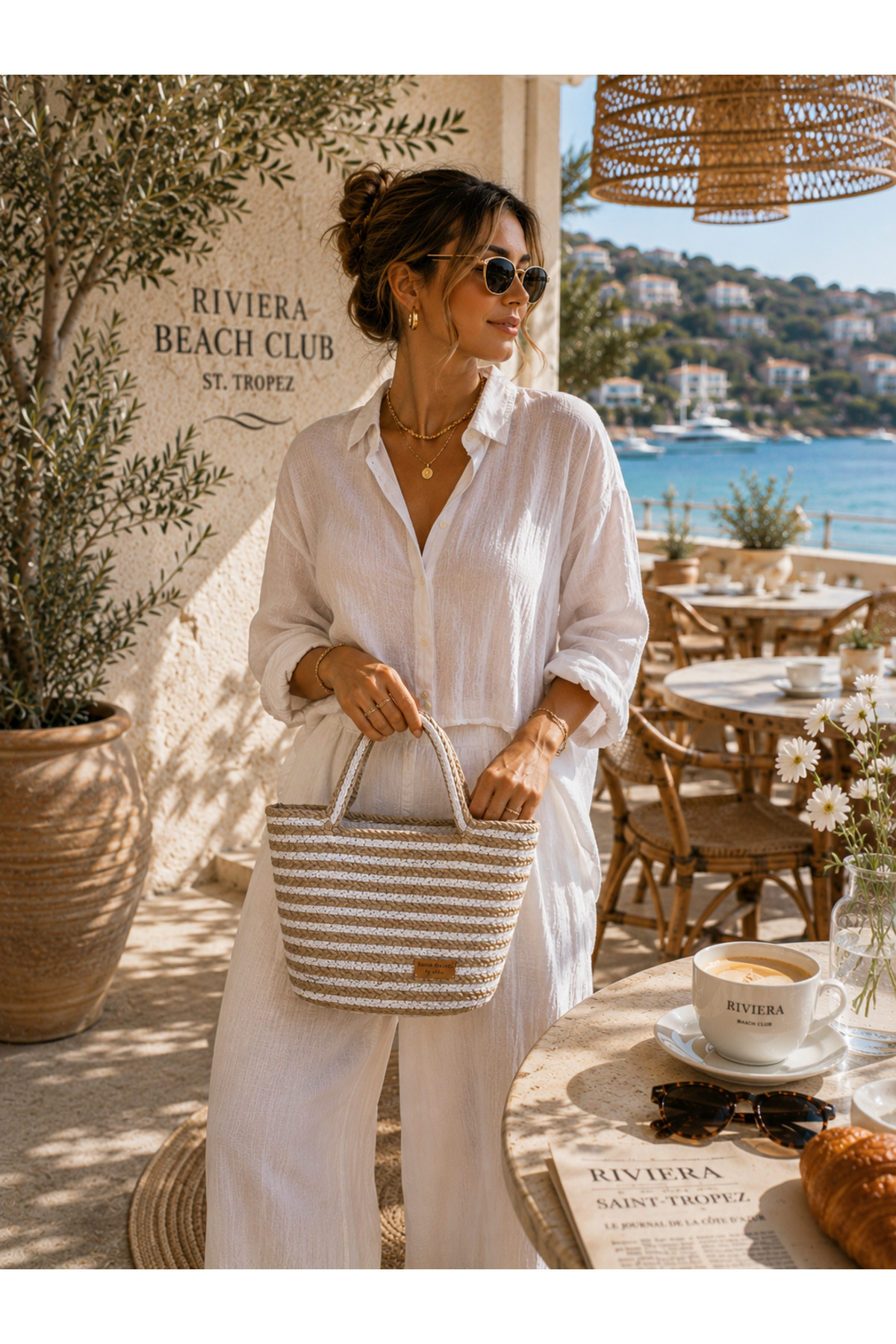 Midi Size Casual Straw Bag Beach Bag Handbag Handmade Handmade Design Fashion Bag-35x20cm
