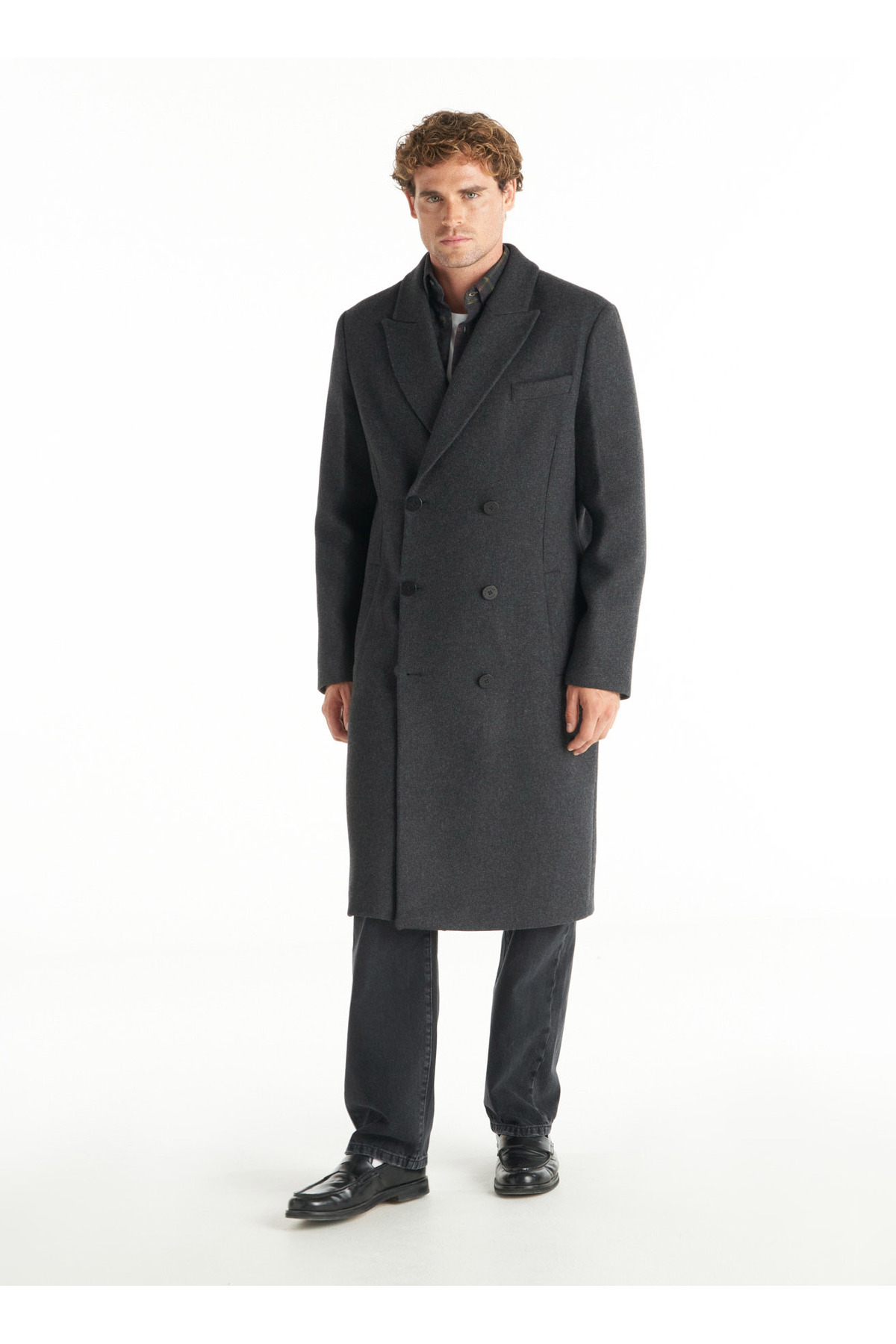 Ted Baker DIAGONAL DOKULU OVERSIZE KRUVAZE PALTO