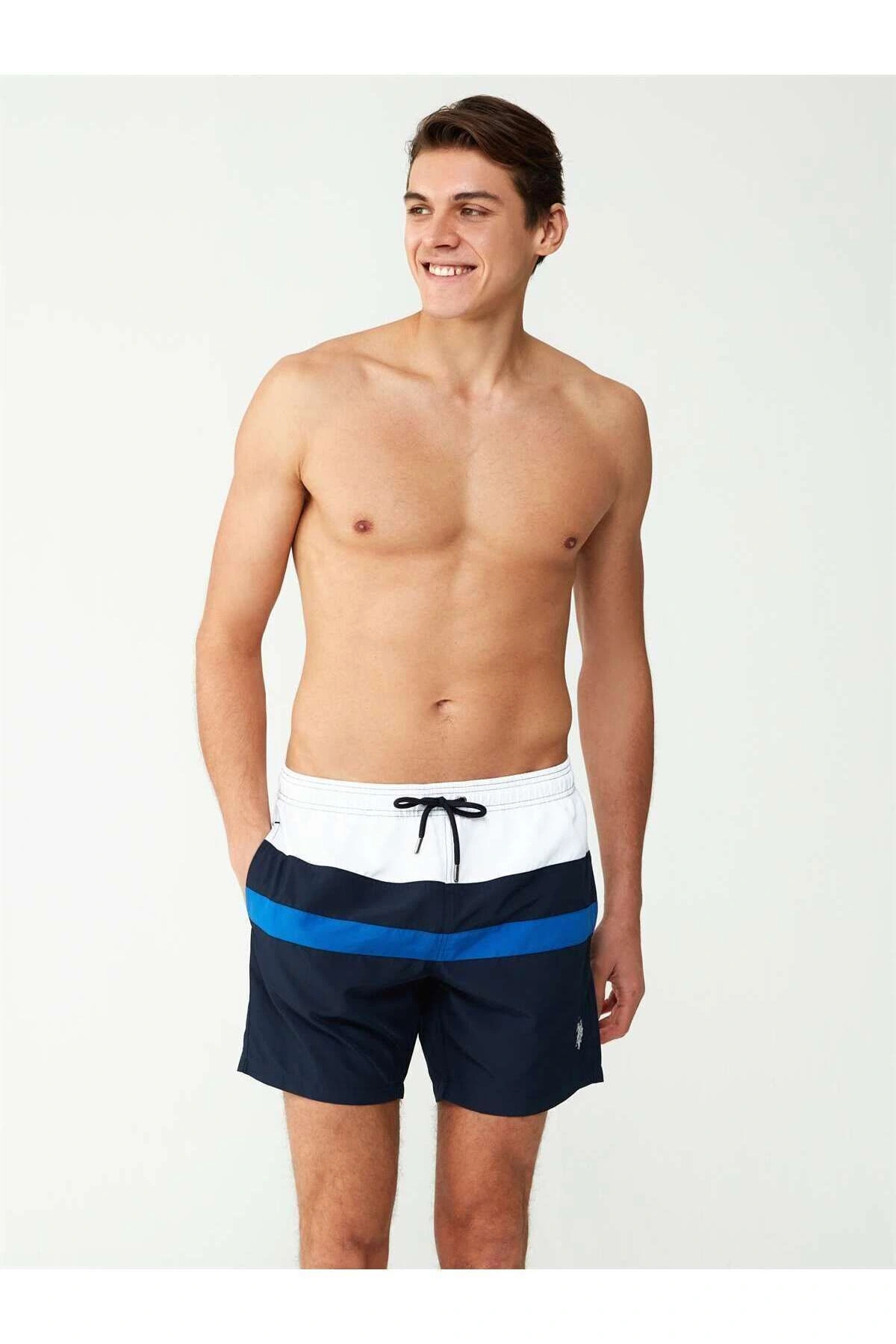 U.S. Polo Assn. Men's Navy Blue Mid-Length Swim Shorts - 23000