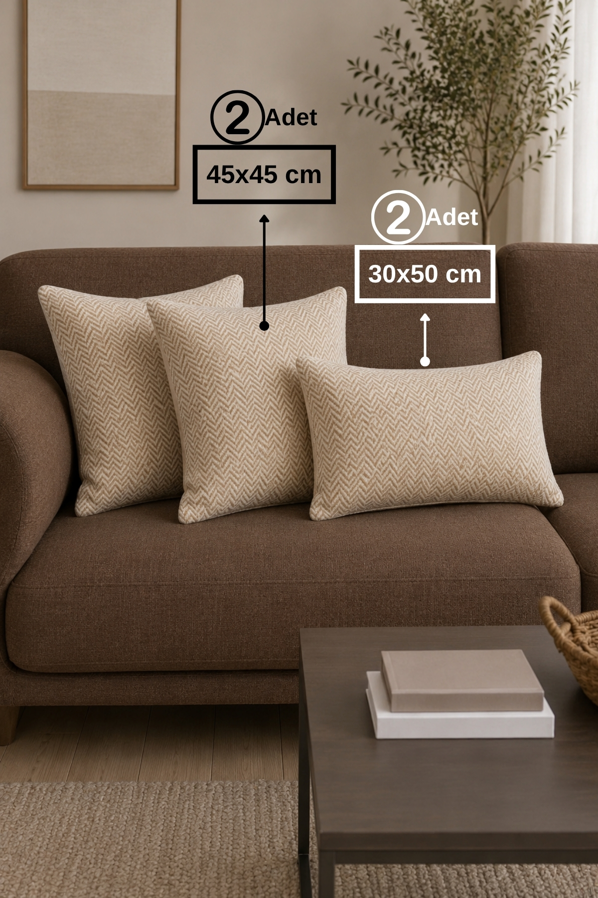 Chevron Bohemian Decorative Punch Pillow Case | Beige