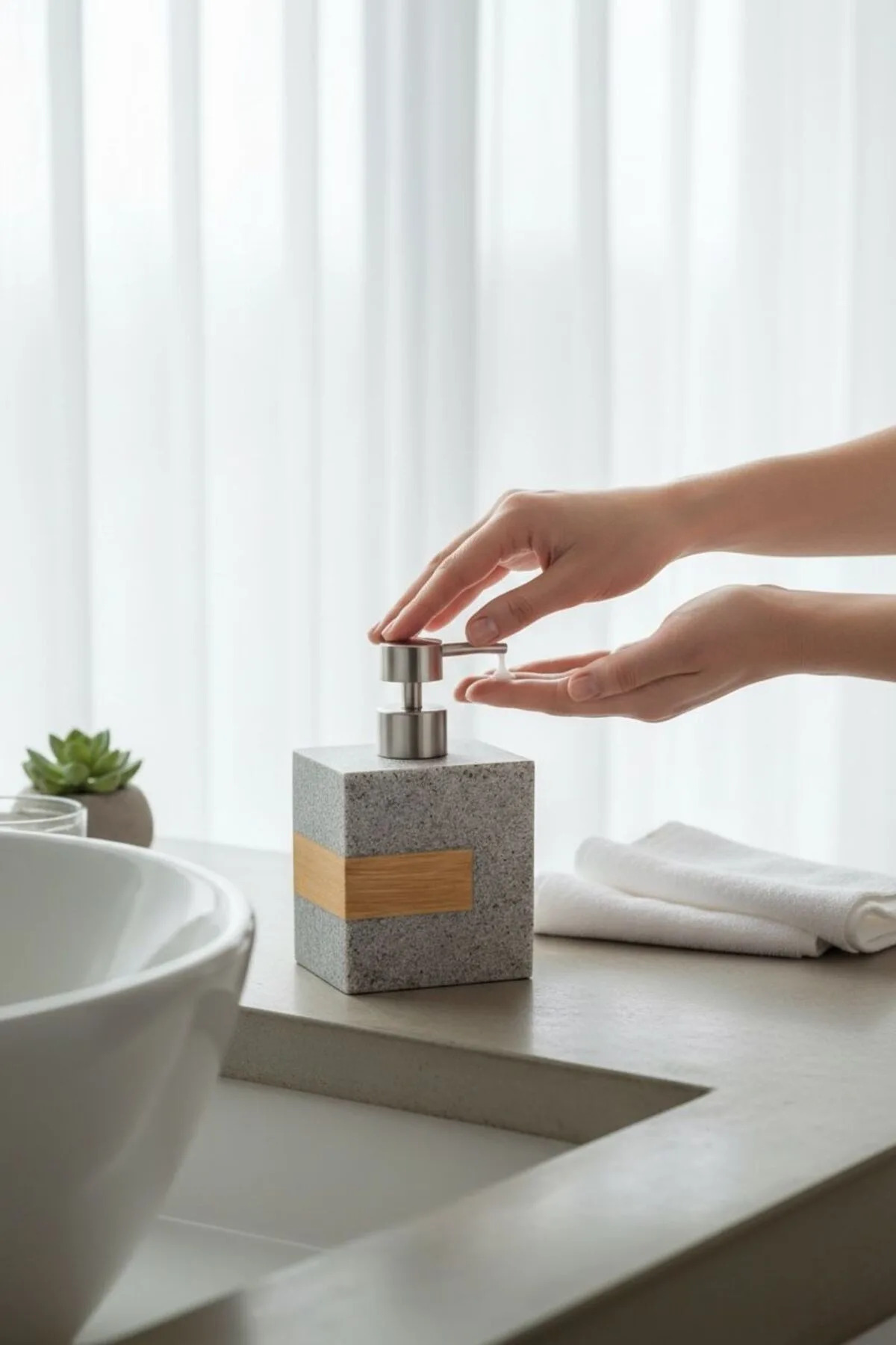 430 ml Mermer Görünümlü Sıvı Sabunluk – Banyo Mutfak Sabunluk Dispenseri - Dekoratif Sabunluk