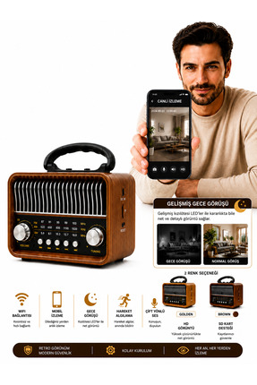 intermax NOSTALJİK RADYO BLUETOOTH HOPARLÖR SD KART USB GİRİŞLİ ŞARJLI FM GEC...