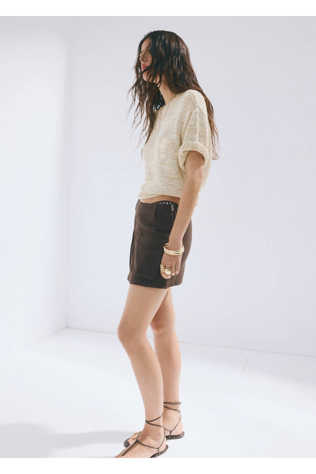 MANGO  Short-sleeved heathered knit sweater - Görsel 2