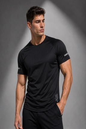 B&H COLLECTİON Erkek Oval Etek Hızlı Kuruma Özellikli Atletik Teknik Spor T-s...