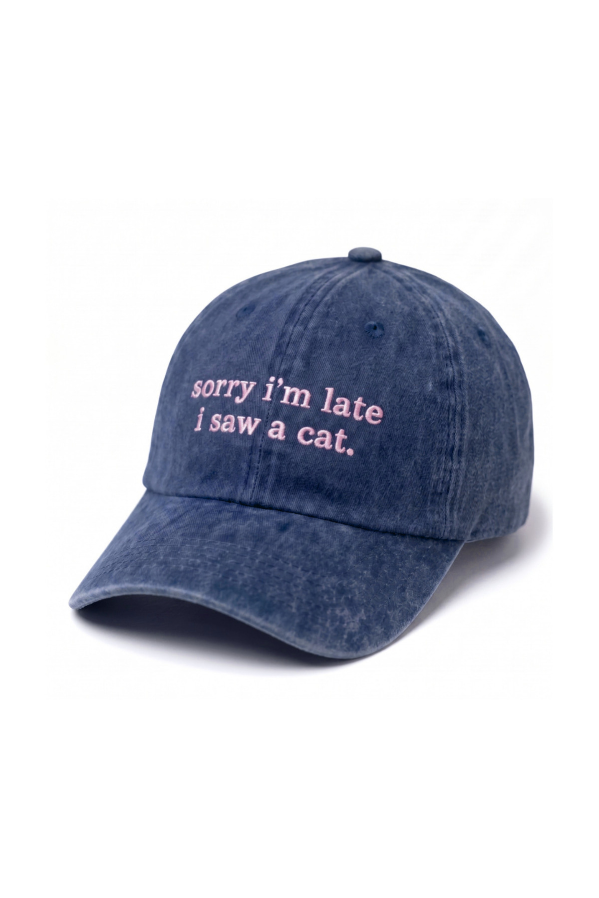 Tresore ''Sorry I'm Late I Saw A Cat'' Nakışlı Yıkamalı Şapka / Kedi Nakışlı Washed Cap görsel 2