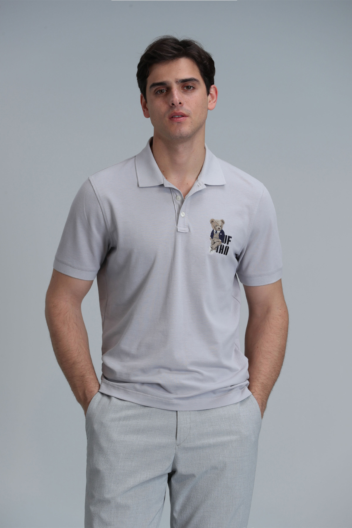 LUFIAN Crystal Smart Men's Polo T-shirt Gray