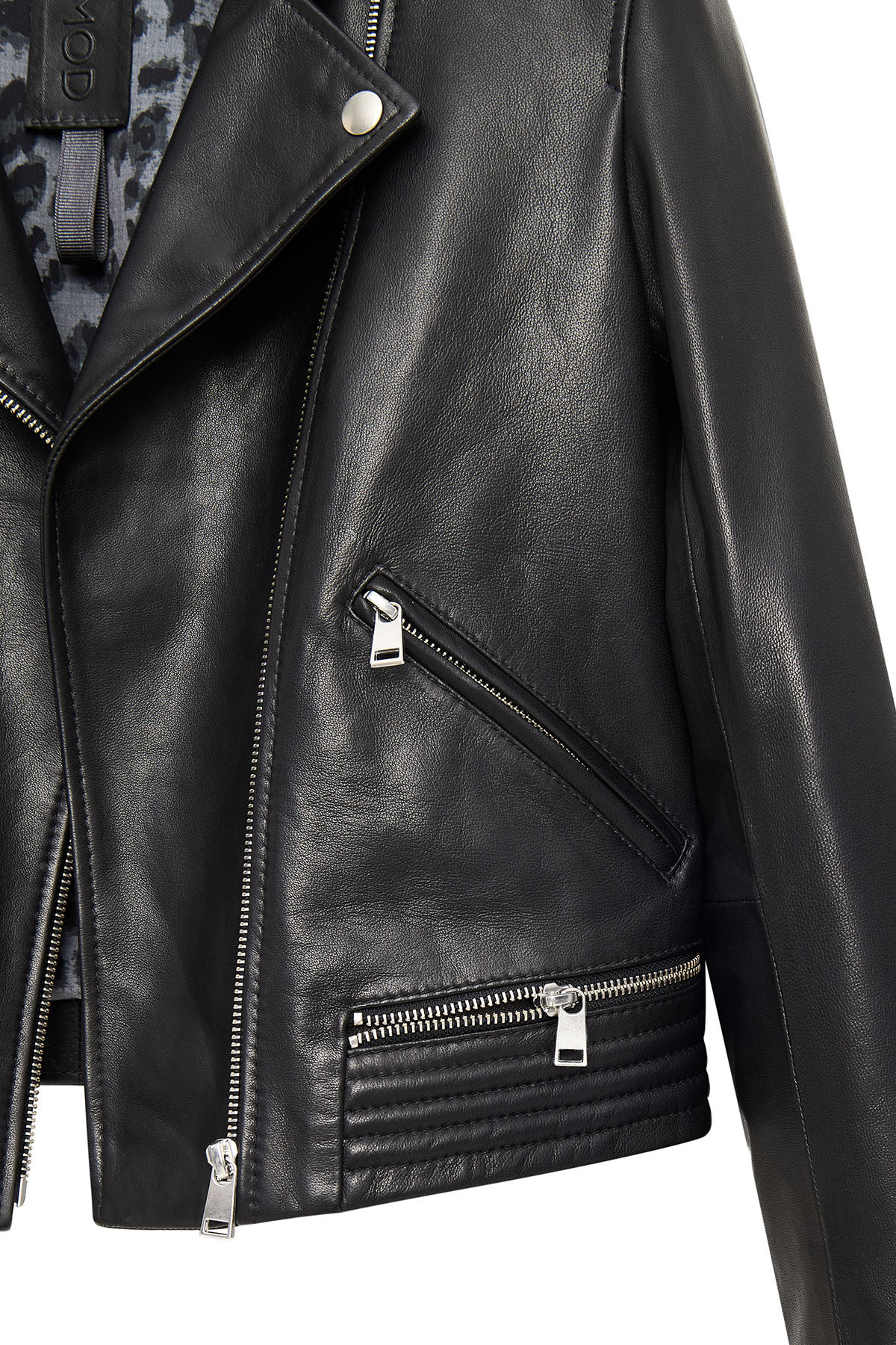 Derimod  Eliza Kadın Siyah Biker Kısa Deri Ceket 25SGD5299VE - Görsel 5