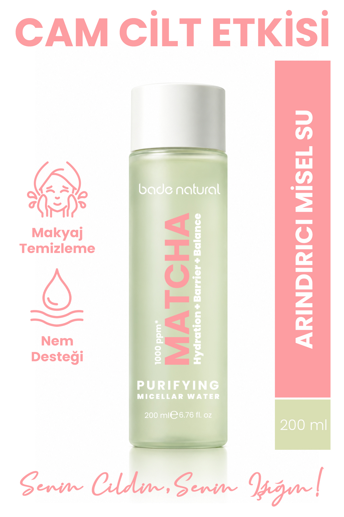 Bade Natural Matcha Cam Cilt (Glass Skin) Arındırıcı ve