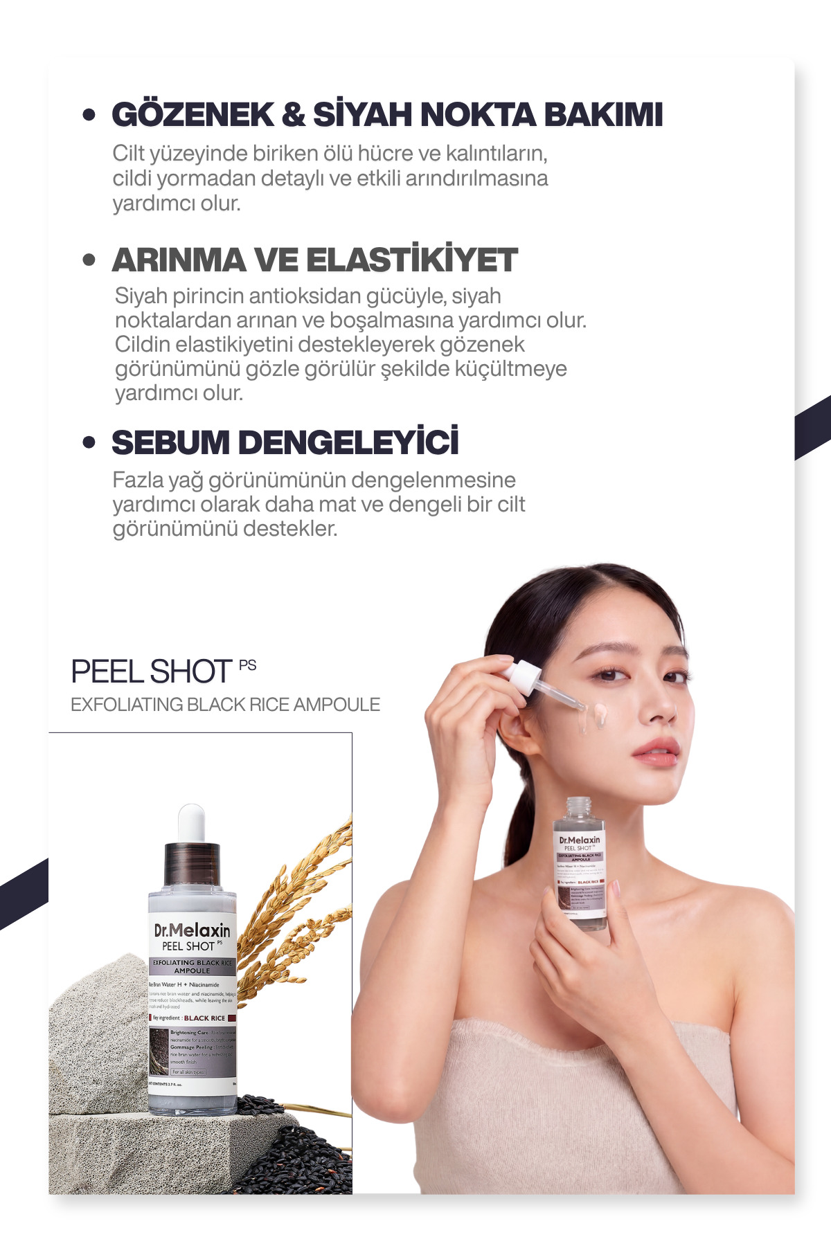 Siyah Pirinç Özlü | Gözenek & Siyah Nokta Karşıtı | Arındırıcı Peeling Serum 80ml — 8809886482373 — تصویر 4 از 7