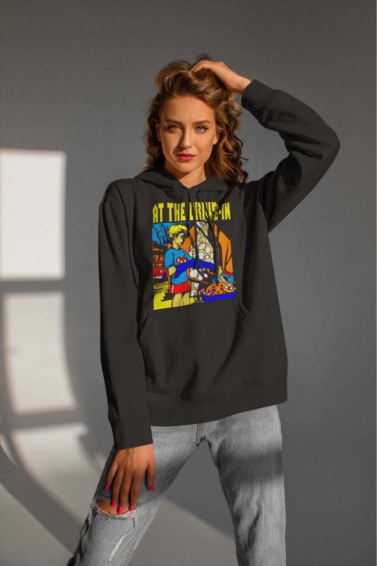 buzagi tasarım ürünleri At the Drive in Digital Print Hooded Unisex Sweatshirt