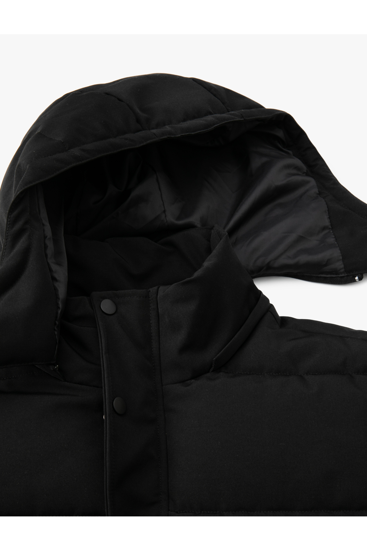 Şişme Mont Kapşonlu Fermuarlı Cep Detaylı Slim Fit — مشکی 5WAM00012HW — تصویر 8 از 8