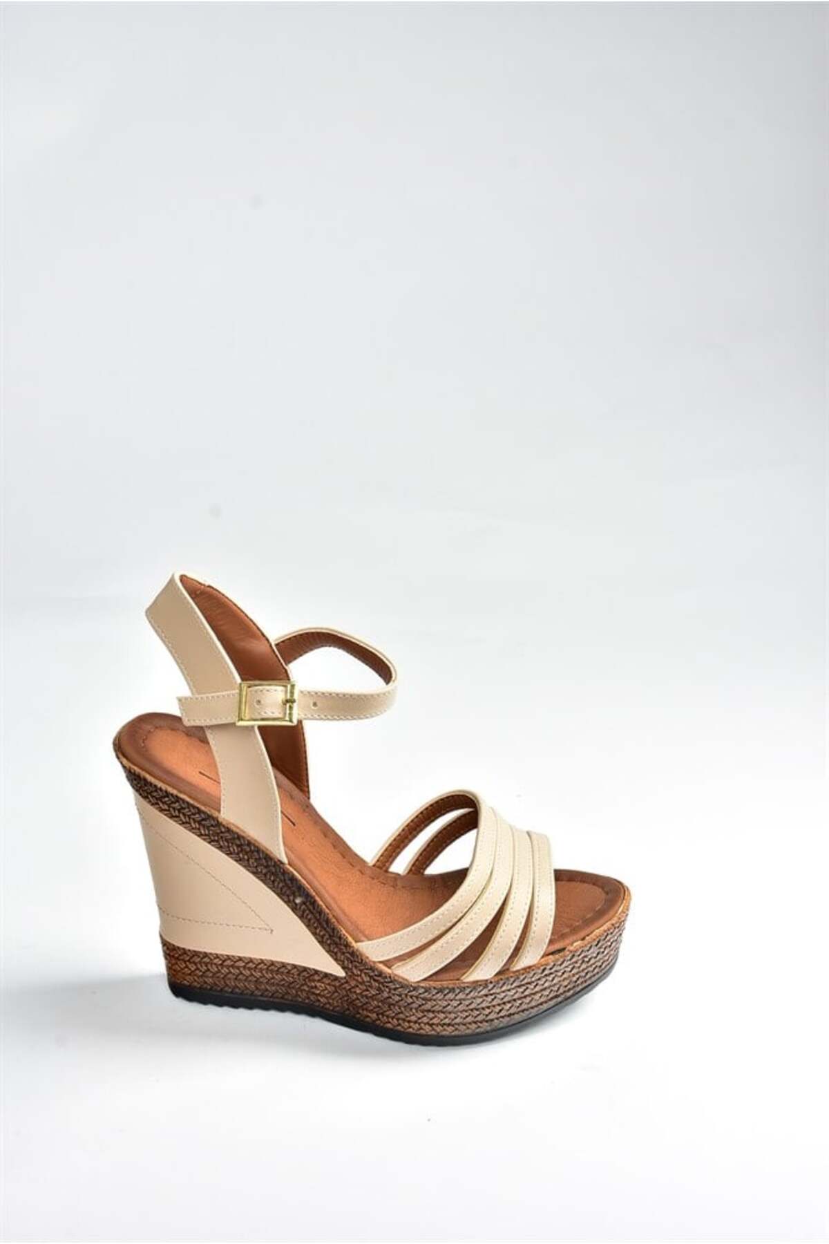 Fox Shoes Ten Yüksek Dolgu Topuklu Kadın Ayakkabı K674071609 görsel 6