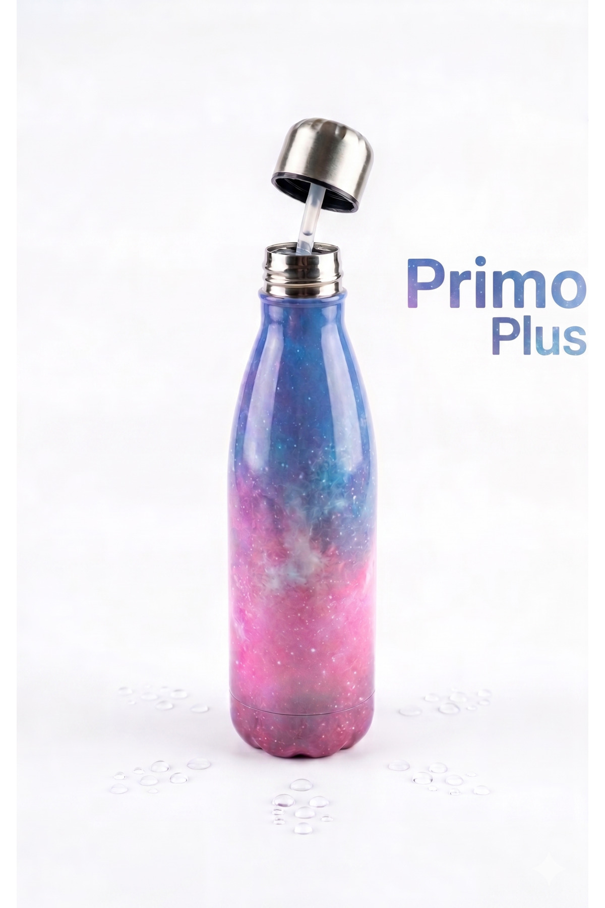 Stainless Steel Insulated Water Bottle – 500ml Vacuum Flask Leak-Proof Thermos Sports Bottle for Gym, School & Outdoor, Blue and Pink Starry Sky/Glitter Design, rmFlask,