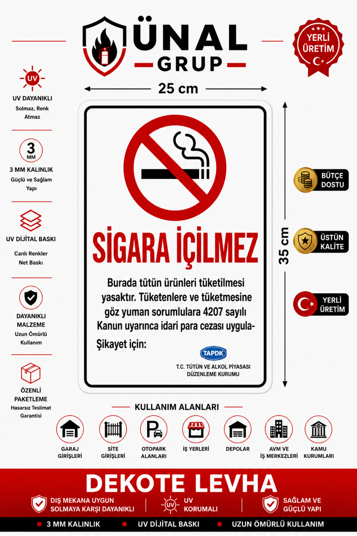 No Smoking 25x35 cm Foil Printing UV Printing (non-fading) Warning Sticker Label