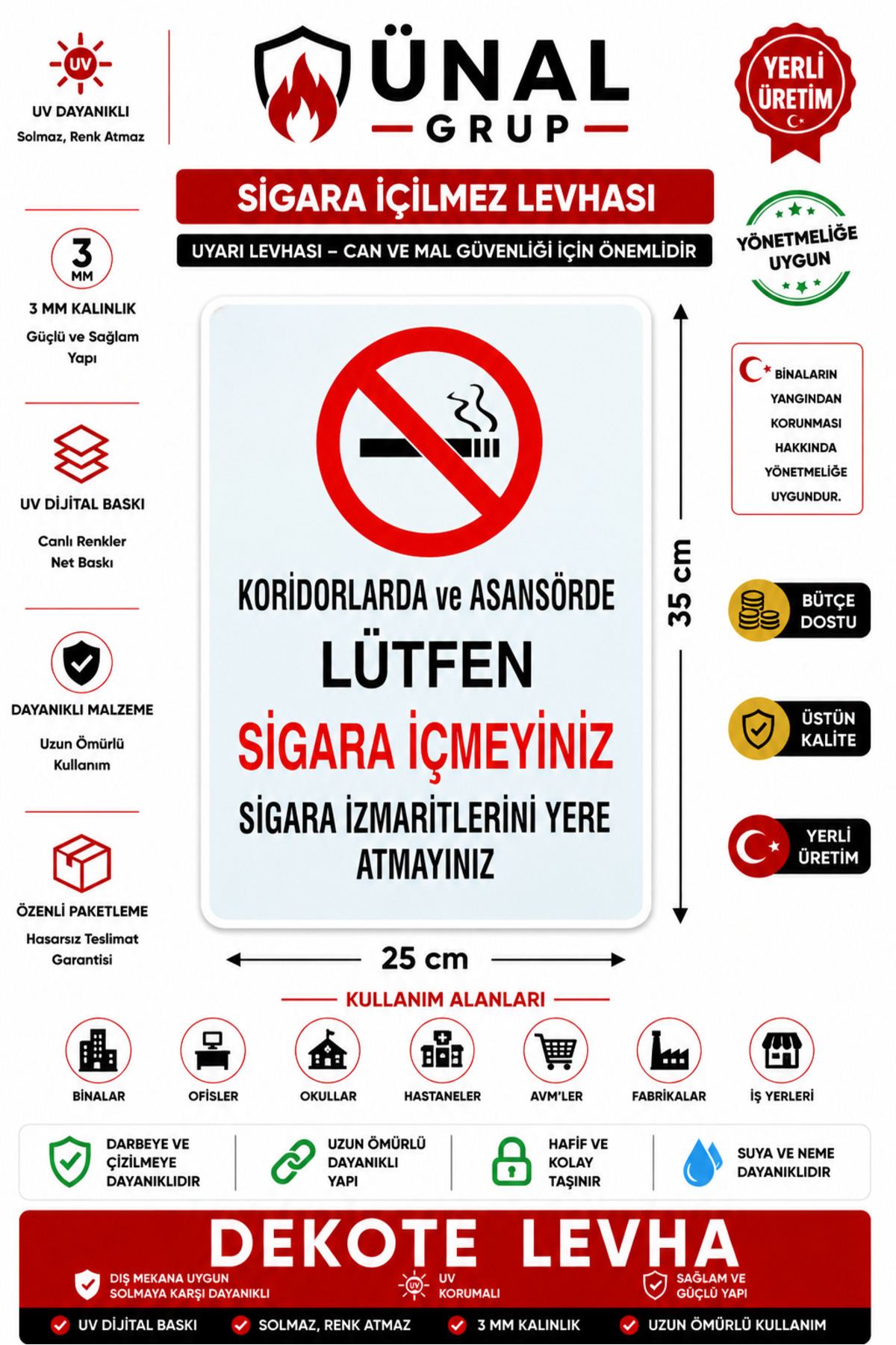 Warning Sign No Smoking in the Hallway 35x25 cm Warning Sign