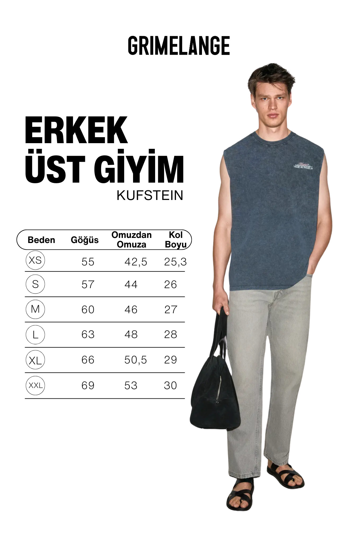 GRIMELANGE KUFSTEIN %100 Organik Pamuklu Yuvarlak Yakalı Yıkama Ve Baskı Detaylı Erkek Siyah Atlet görsel 6